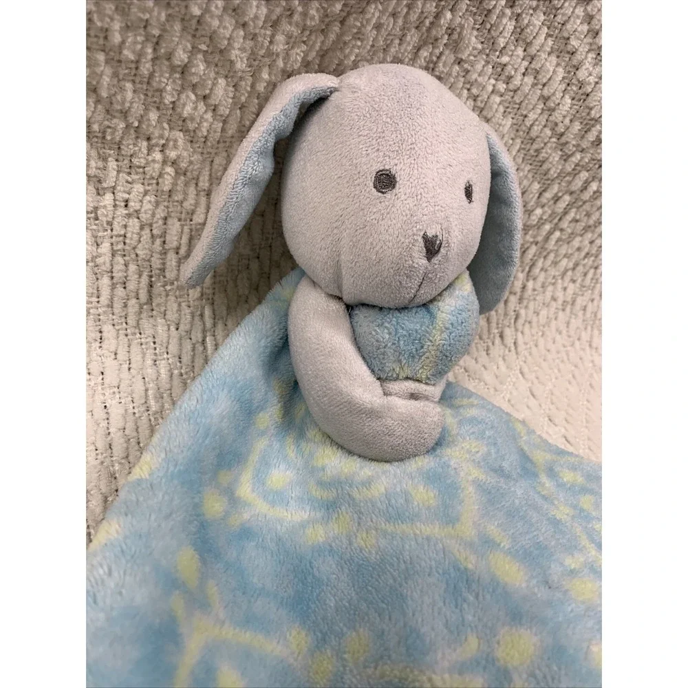 Blankets &‎ Beyond HTF Lovey Security Bunny Blue Yellow Damask 12